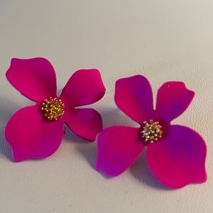ROSE PINK PAINTED ACRYLIC POST EARRINGS